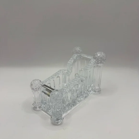 Vintage Clear Glass Lead Crystal Tape Dispenser Desk Accessory - Picture 2 of 8